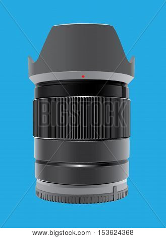 Camera lens  on blue background, vector illustration