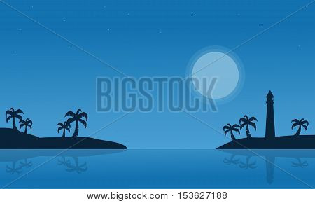 Silhouette of island on seaside scnery vector illustration