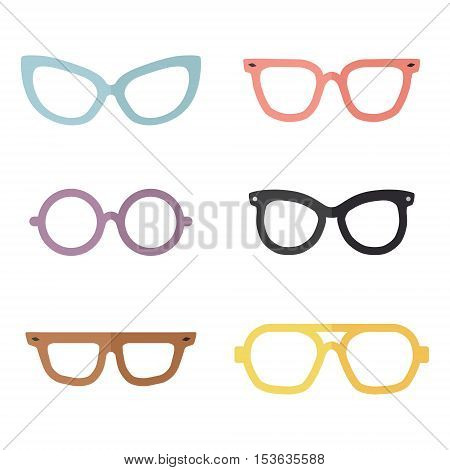 Eyeglasses flat multicolored vector set. Modern minimal design. Part two.
