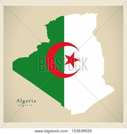 Modern Map - Algeria flag colored DZ Algeria vector