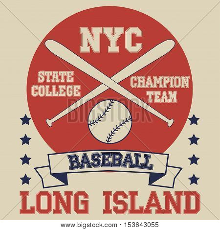 New york Brooklyn sport typography t-shirt baseball long island champion college team - vector