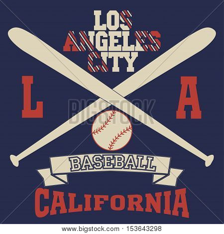 Los Angeles California sport typography t-shirt baseball champion college team - vector