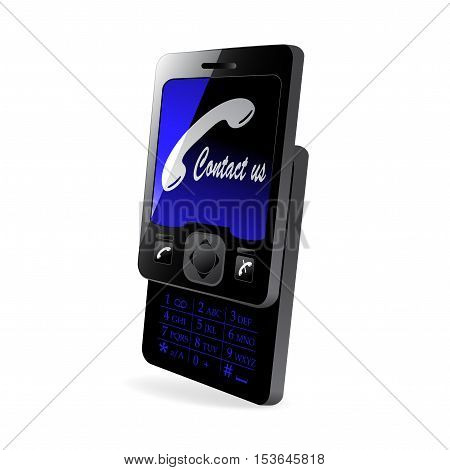 Vector mobile - symbol of Contace Us  on white background - illustration
