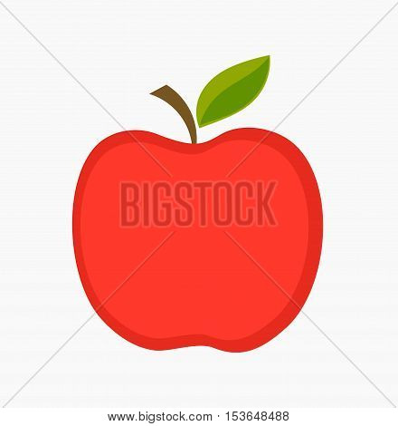 Red apple icon isolated on grey background. Flat design illustration
