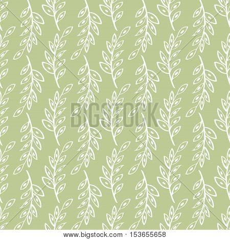 Vector sprig Seamless pattern green background. Abstract illustration hand drawn.