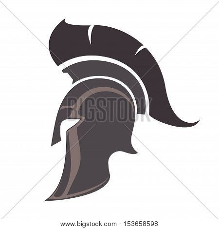 Spartan Helmet silhouette Greek warrior - Gladiator legionnaire heroic soldier. vector