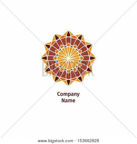 Decorative flower element. Ornamental vector symbols. Circle colorful icon. Isolated abstract colorful vector logo. Vector vintage mandala logo. Kaleidoscope flower.