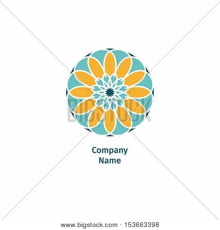 Decorative flower element. Ornamental vector symbols. Circle colorful icon. Isolated abstract colorful vector logo. Vector vintage mandala logo. Kaleidoscope flower.