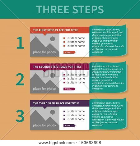 The vector template for the list of the three steps.