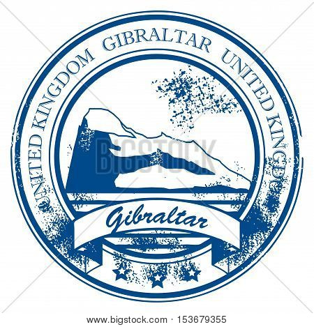 Grunge rubber stamp with rock and the word Gibraltar, United Kingdom inside, vector illustration