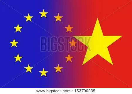 EU and Vietnam flag - Vintage flag concept