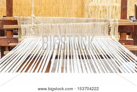 weaving loom old wooden textile industry tradiction