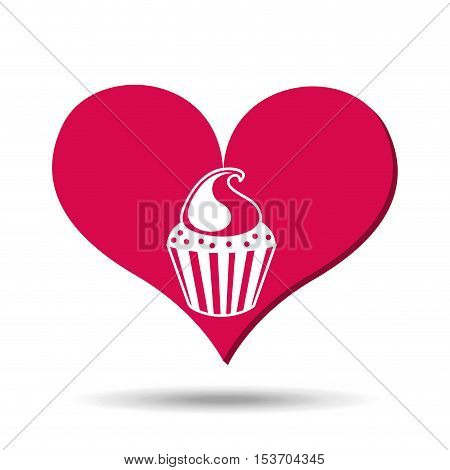 heart red cartoon cupckae chips icon design vector illustration