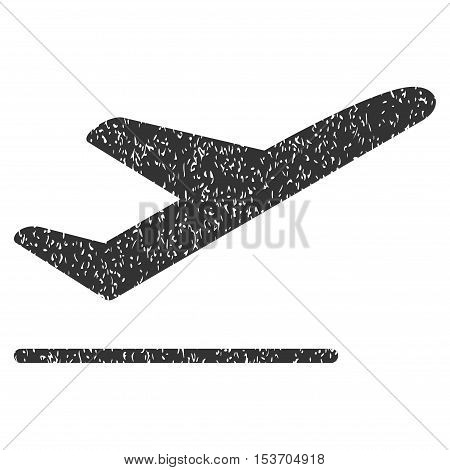 Departure rubber seal stamp watermark. Icon symbol inside rounded rectangular frame with grunge design and dust texture. Unclean vector gray ink emblem on a white background.