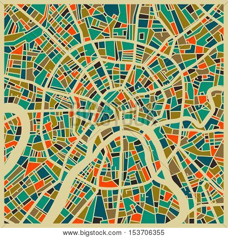 Moscow vector map. Colorful vintage design base for travel card advertising gift or poster.