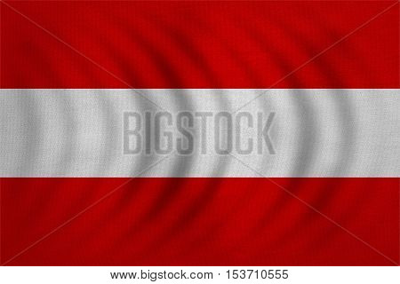 Austrian national official flag. Patriotic symbol banner element background. Correct colors. Flag of Austria wavy with real detailed fabric texture accurate size illustration