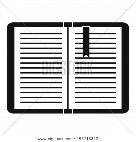 Open tutorial with bookmark icon. Simple illustration of open tutorial with bookmark vector icon for web