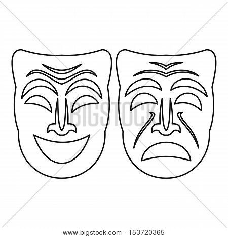 Happy and sad mask icon. Outline illustration of happy and sad mask vector icon for web