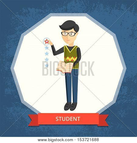 Student, raising their level of learning. Vector illustration