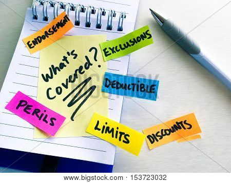 Understanding insurance terms for car insurance or home insurance words: what's covered, endorsement, deductible, perils, exclusions