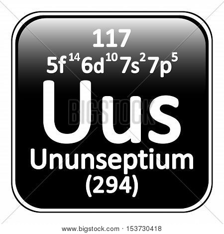 Periodic table element ununseptium icon on white background. Vector illustration.