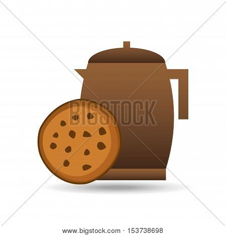 cookie bakery pot coffee brwon icon design graphic vector illustration