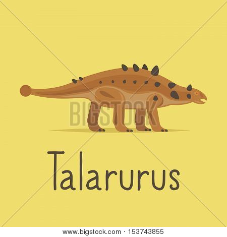 Talarurus dinosaur colorful card for kids playing vector illustration