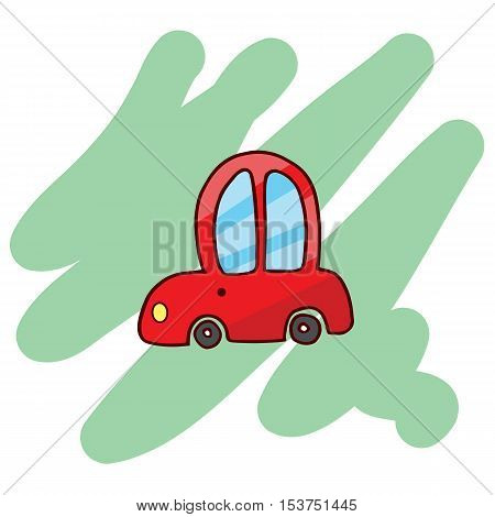 Funny red car T-Shirt illustration Vector illustration