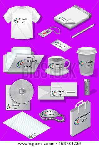 Mock-up for business or company and logo. Set of isolated objects. Vector illustration.