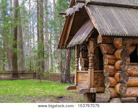 Small wooden lodge from the Russian fairy tales