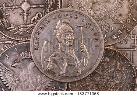 Ancient silver coin Russian Grand Prince Rurik