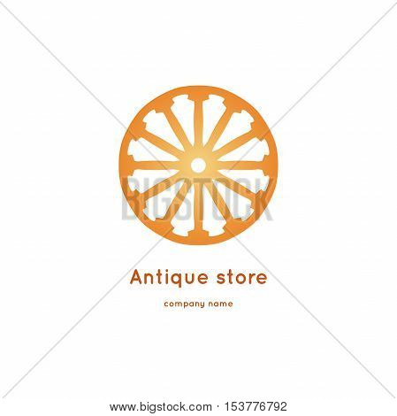 Luxury logotype for antique store. Ornamental vector symbols. Volumetric golden big bud. Isolated abstract colorful vector logo. Vector vintage mandala logo. Kaleidoscope flower.