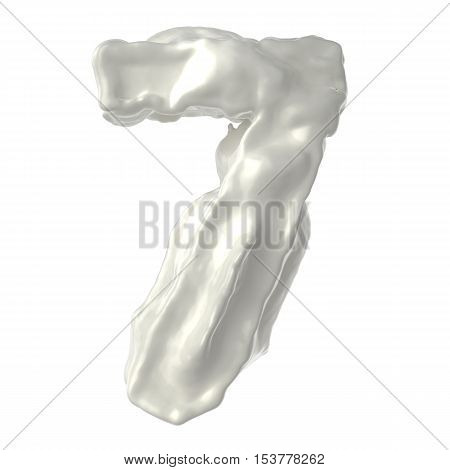 number 7 white milk on white background