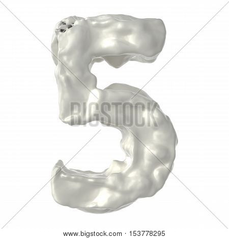 number 5 white milk on white background