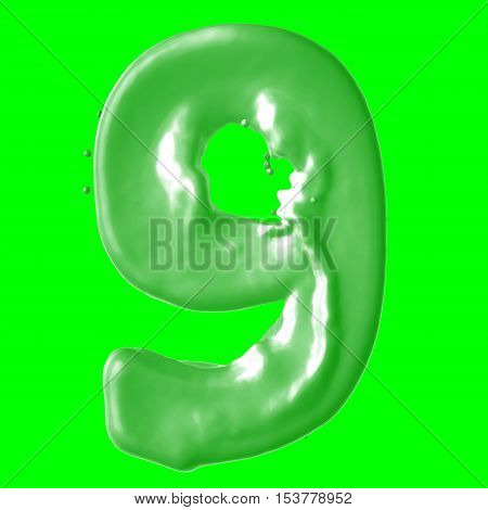 number 9 green milk on hroma key