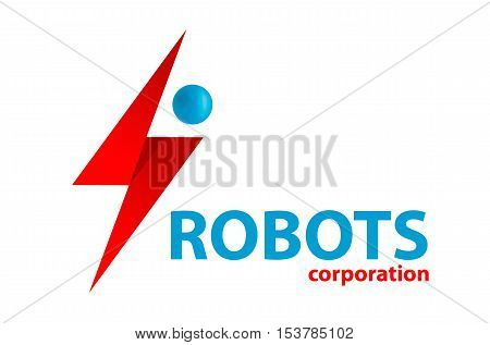 Blue simple flat droid robot logo vector