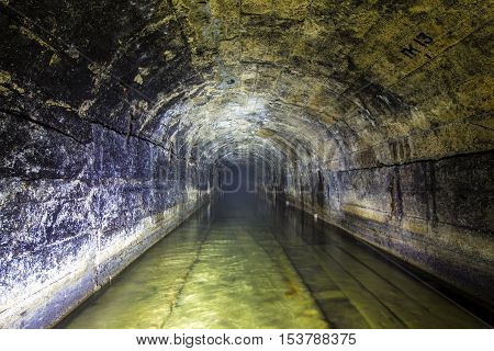 Flooded abandoned coal mine in Tkvarcheli, Abkhazia, Georgia