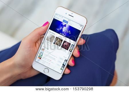 RIGA LATVIA - SEPTEMBER 8 2016: iTunes media player media library online radio broadcaster and mobile device management application developed by Apple Inc.