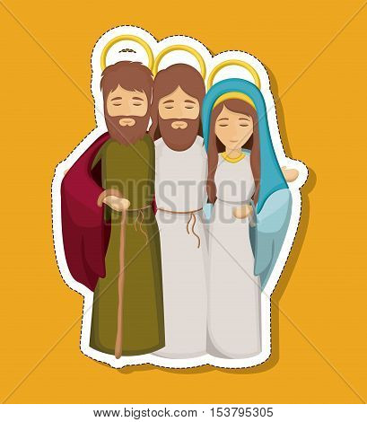 jesus mary and joseph cartoon icon. Holy night family christmas and betlehem theme. Colorful design. Vector illustration