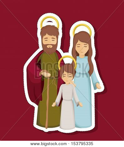 jesus mary and joseph cartoon icon. Holy night family christmas and betlehem theme. Colorful design. Vector illustration