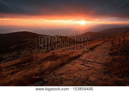 Sunset from Hadji Dimitar peak, Buzludja, Bulgaria