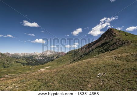 Panoramic view of idyllic summer landscape in the Rocky Mountains
