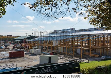 Oktoberfest Behind the Scenes Construction Demolition Daylight Munich Germany October 22 2016 Holiday Festival Theresienwiese