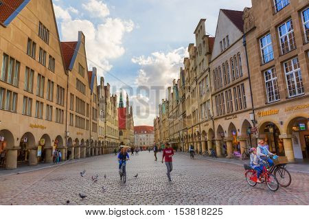 Old Buildings At The Prinzipalmarkt In Muenster, Germany
