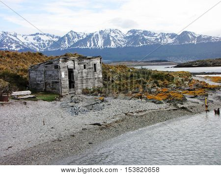 Simple wood cabin on an Island - Ushuaia, Patagonia