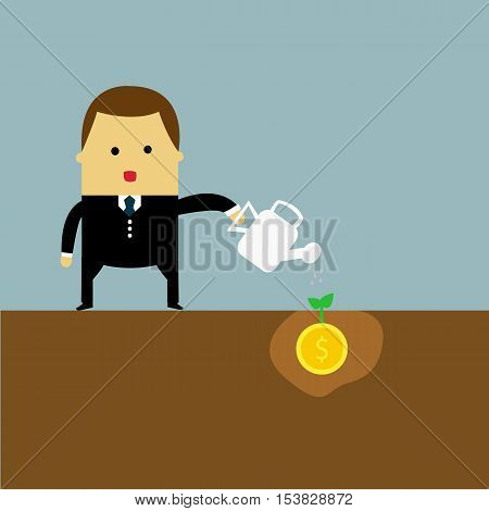 Coin seed,businessman and passive income concept, flat design