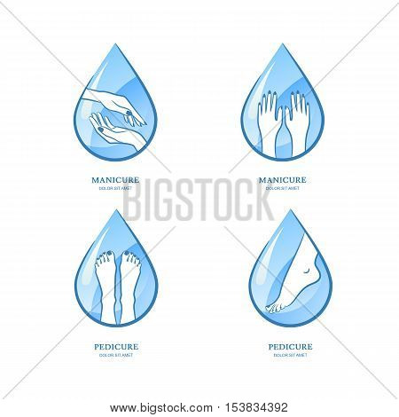 Vector Set Of Womens Manicure And Pedicure Logo, Label Design.