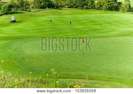 Golf Golfers Green Flagstick