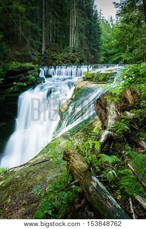 Szklarka Waterfall in Karkonosze mountains near Szklarska Poreba in Poland.
