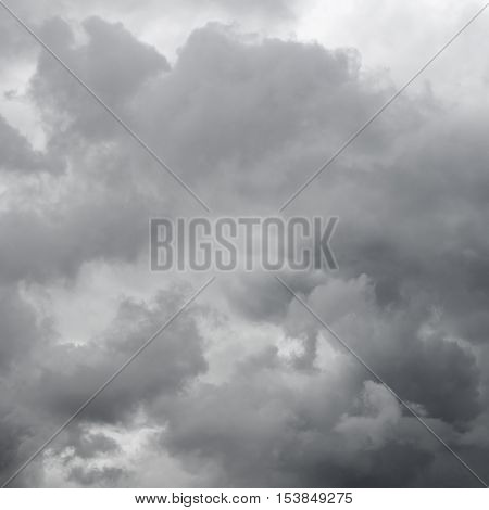 Gray clouds over horizon cloudscape storm. Cloudy sky background.